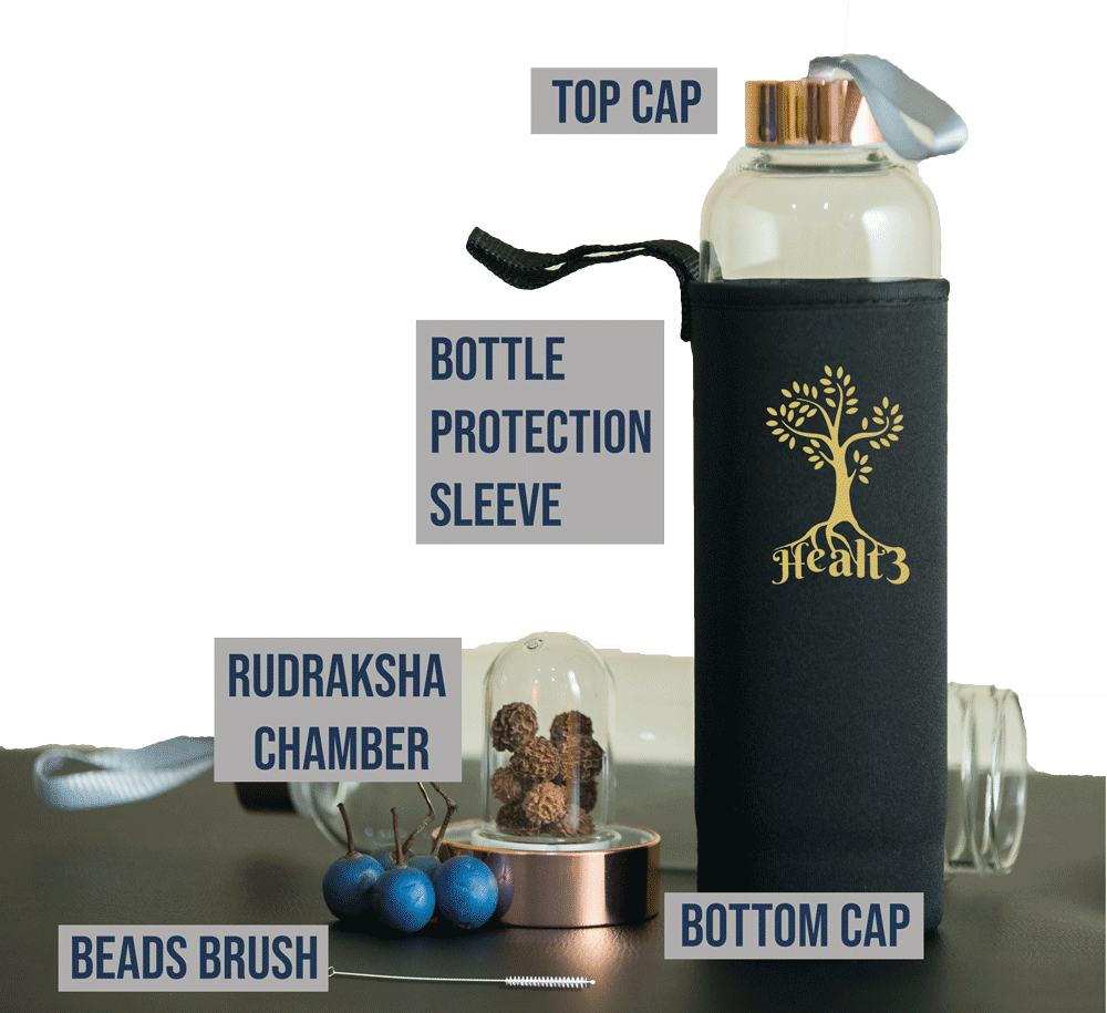 Healt3.com, rudraksha therapy bottle
